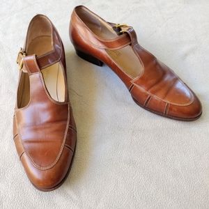 Salvatore Ferragamo Brown Leather Strap Loafers